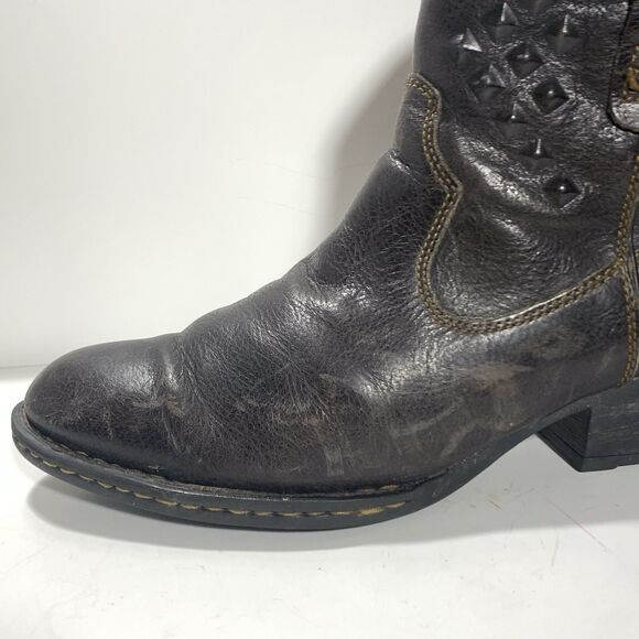 Born Leather Textured Studded Ankle Cowboy Western Boots Size 9.5 Women’s - Picture 6 of 16